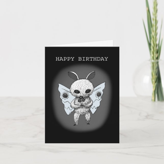Moth Man Prophecy Unique Gothic Custom Birthday  Card (Front)