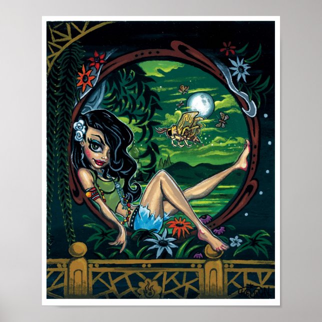 'Moth Nite' art print - (pop surreal pin-up) (Front)