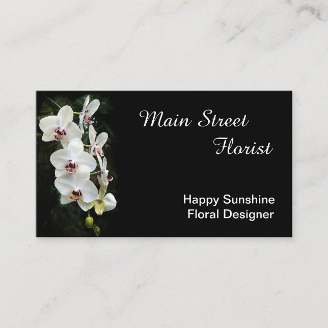 Moth Orchid White Flowers Business Card (Front)