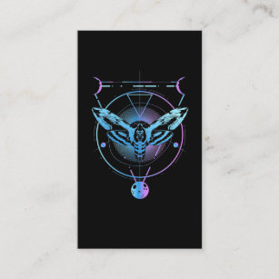 Moth Pastel Goth Geometric Witchy Crescent Business Card