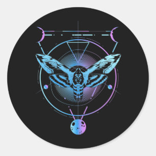 Moth Pastel Goth Geometric Witchy Crescent Classic Round Sticker