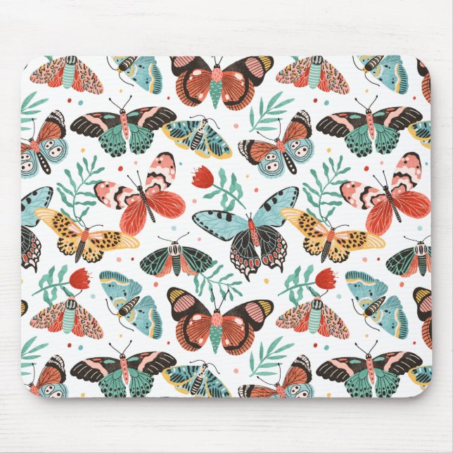 Moth Pattern Mouse Pad (Front)