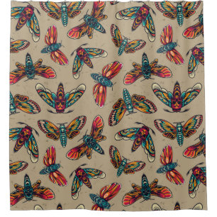 Moth Pattern Shower Curtain
