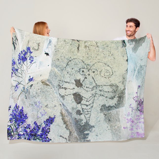 Moth Petroglyph Three Rivers Petroglyph Site Fleece Blanket (In Situ)