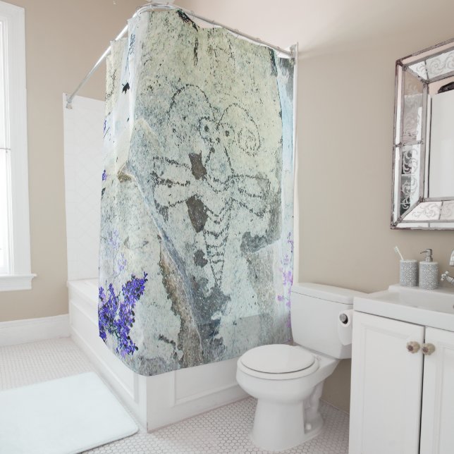 Moth Petroglyph Three Rivers Petroglyph Site Shower Curtain (In Situ)