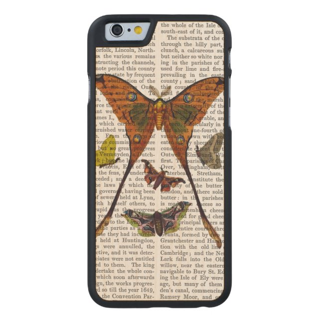 Moth Plate 2 Carved Wood iPhone Case (Back)