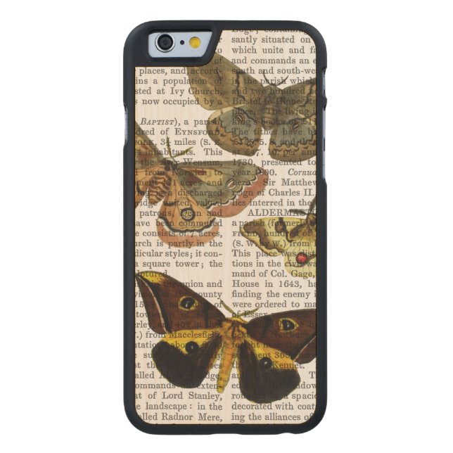 Moth Plate 4 Carved Wood iPhone Case (Back)