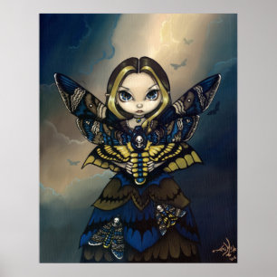 Moth Queen: Acherontia Atropos gothic fairy Print
