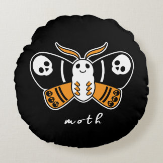 Moth Round Halloween Pillow