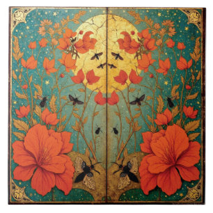 Moth Sanctuary Under the Moonlit Sky Ceramic Tile