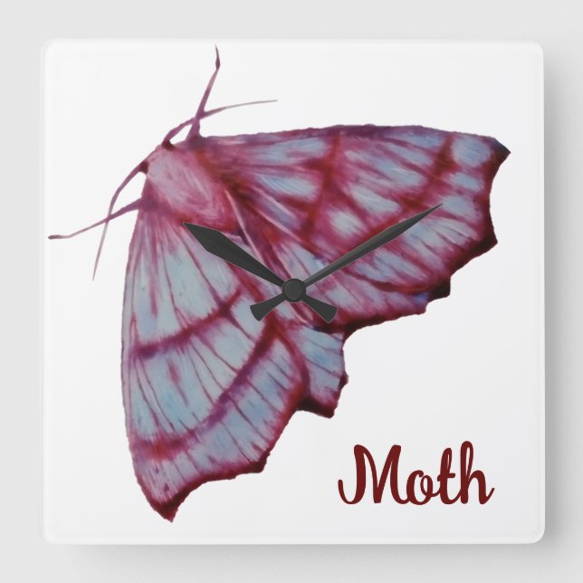 Moth Square Wall Clock (Front)