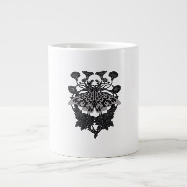 Moth Talisman - Whimsigoth Drawing - White Version Large Coffee Mug (Front)