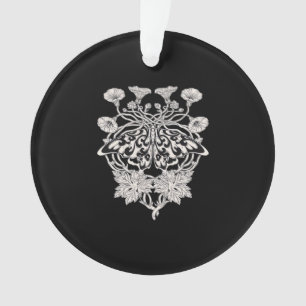 Moth Talisman - Whimsigoth Screenprint Style Drawi Ornament