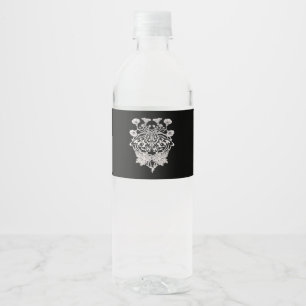 Moth Talisman - Whimsigoth Screenprint Style Drawi Water Bottle Label