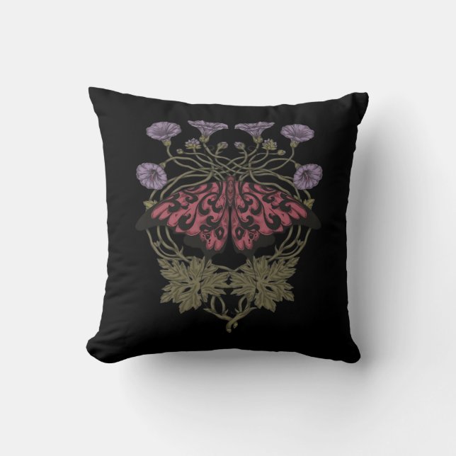Moth Talisman - Whimsigoth Witchy Art - Colour Ver Cushion (Front)