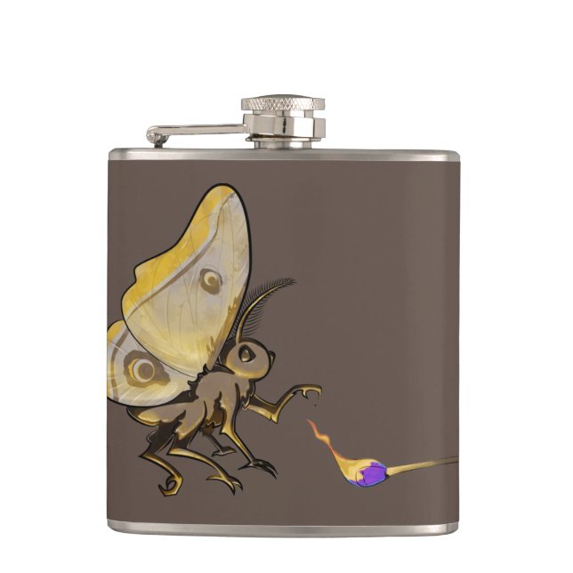 Moth to a Flame Hip Flask (Front)