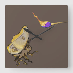 Moth to a Flame Square Wall Clock