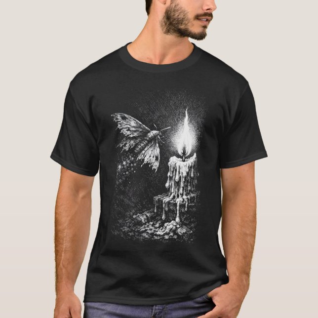 Moth to the Flame — by BurnsInHell T-Shirt (Front)