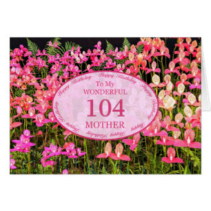 Mother 104th Birthday with pink flowers