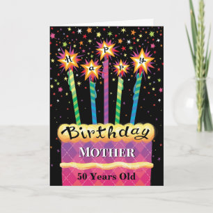 Mother 50th Birthday Cake Card