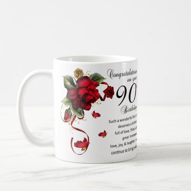 Mother 90th Birthday, Gift Mug 90th Birthday (Left)