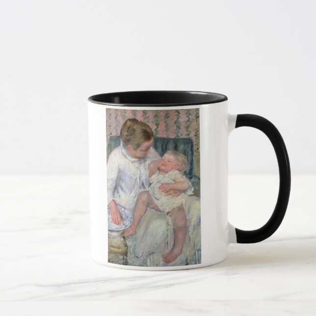 Mother about to Wash her Sleepy Child, 1880 (oil o Mug (Right)