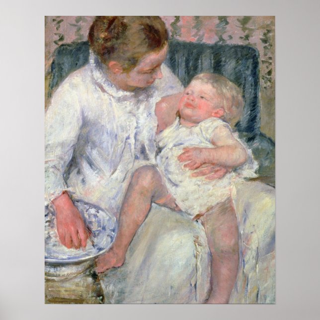 Mother about to Wash her Sleepy Child, 1880 (oil o Poster (Front)