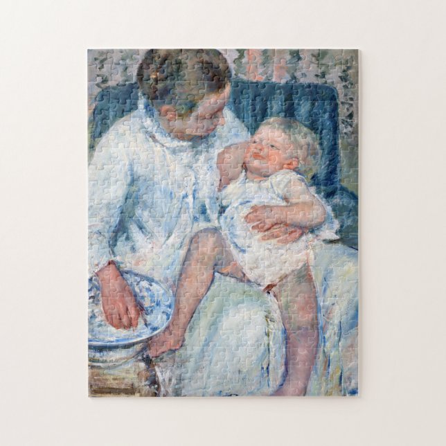 Mother About to Wash Her Sleepy Child, Cassatt Jigsaw Puzzle (Vertical)