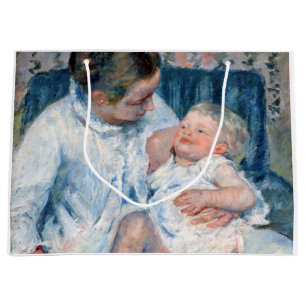 Mother About to Wash Her Sleepy Child, Cassatt Large Gift Bag