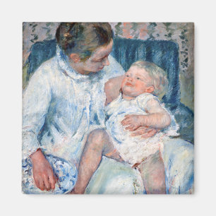 Mother About to Wash Her Sleepy Child, Cassatt Magnet