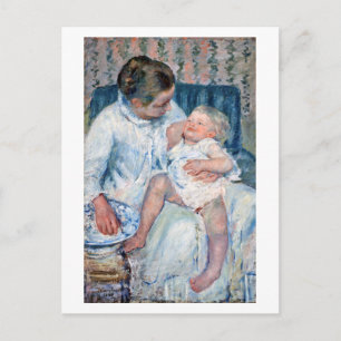 Mother About to Wash Her Sleepy Child, Cassatt Postcard