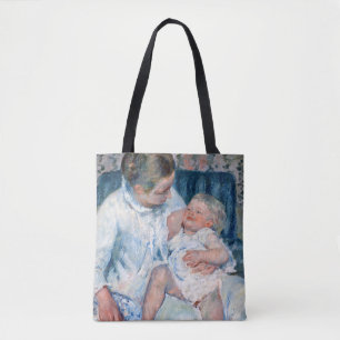 Mother About to Wash Her Sleepy Child, Cassatt Tote Bag