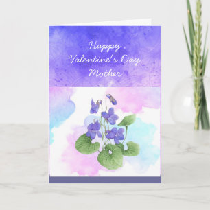 Mother African Violet Flower Valentine Poem Holiday Card