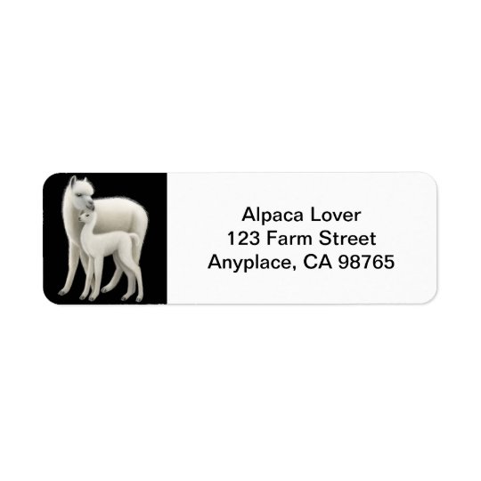 Mother Alpaca and Cria Love Return Address Label