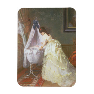 Mother and Baby, 1869 (oil on panel) Magnet