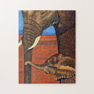 Mother and Baby African Elephants Puzzle