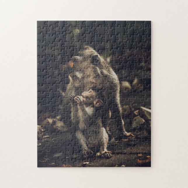 Mother and Baby Animal Monkey Photography Jigsaw Jigsaw Puzzle (Vertical)
