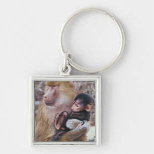Mother and Baby Baboon Key Ring