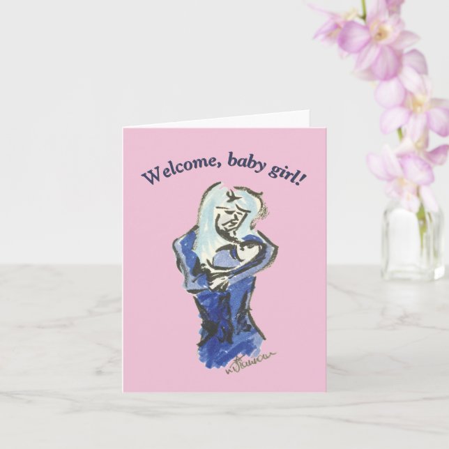 Mother and Baby "Baby Girl" Card (Orchid)