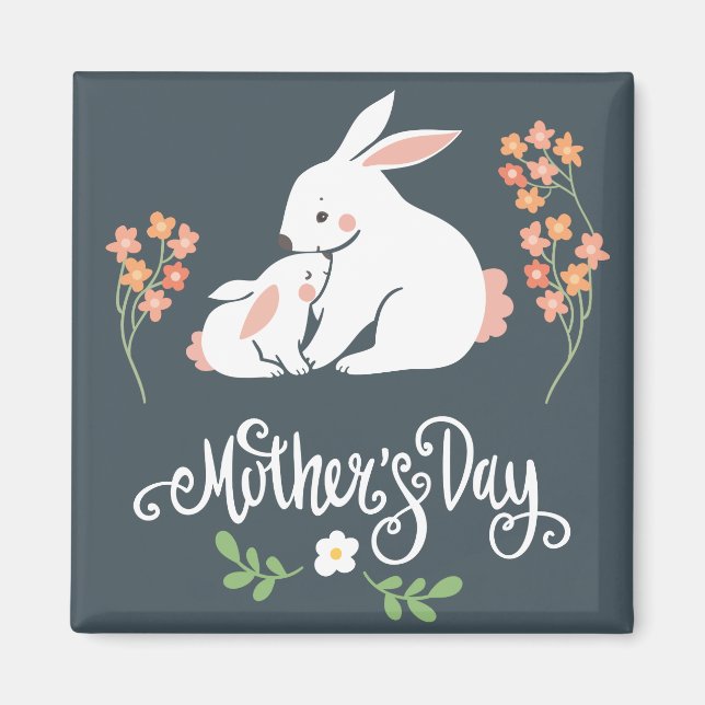 Mother and Baby Bunny Mother's Day Magnet (Front)
