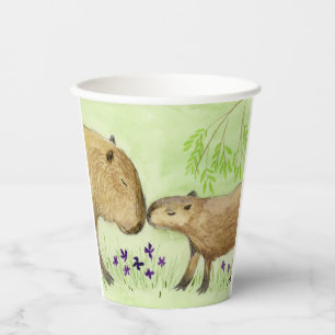 Mother and Baby Capybara Paper Cups