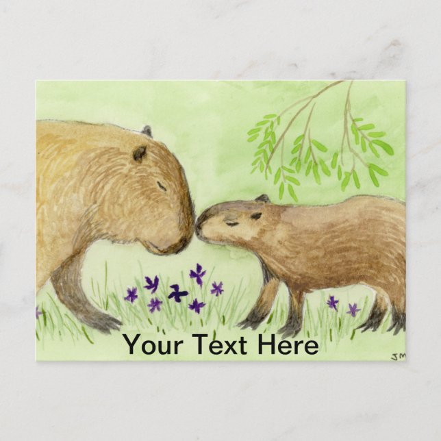 Mother and Baby Capybara Postcard (Front)