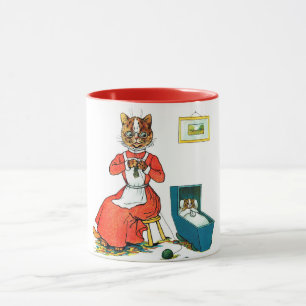 Mother and Baby Cat, Louis Wain Mug
