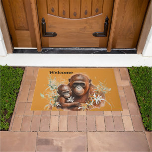Mother and baby Chimp Doormat