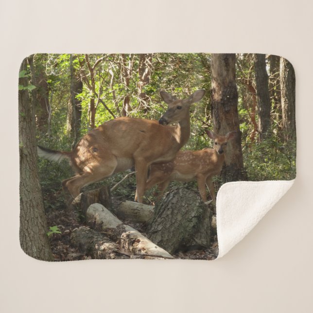 Mother and Baby Deer at Shenandoah National Park Sherpa Blanket (Front (Horizontal))
