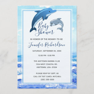 Mother and Baby Dolphin Ocean Baby Shower Invitation