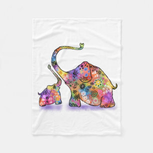 Mother and Baby Elephant Baby Fleece Blanket