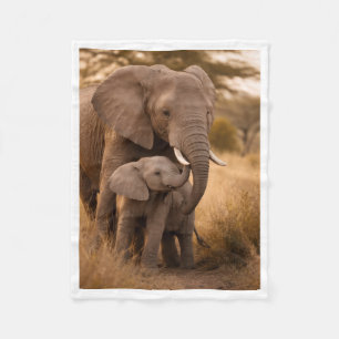 Mother and Baby Elephant Blanket