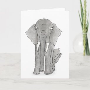 Mother and baby elephant card