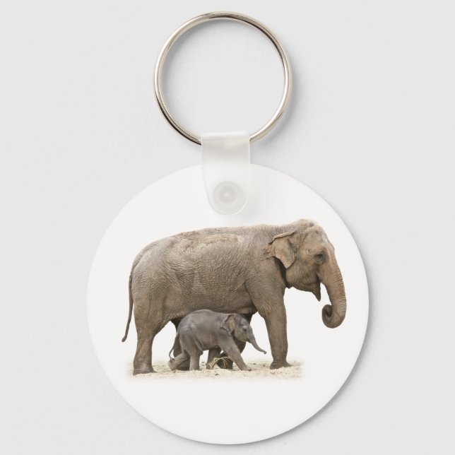 Mother and Baby Elephant Key Ring (Front)